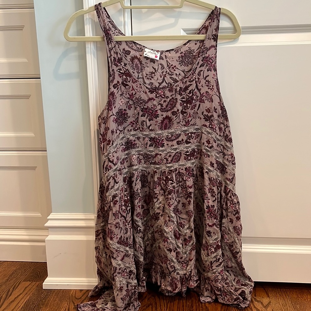 Free People floral purple and lace Flowy dress size small